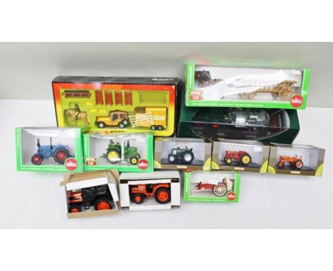 A SELECTION OF AGRICULTURAL AND EQUESTRIAN VEHICLES including; Corgi gift set horse trailer, rider and jumps in display box, 