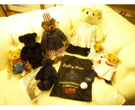 A STEIFF "DE VERE -THE BELFRY" TEDDY BEAR in all over midnight blue with royal blue stitched nose and mouth, in original Stei
