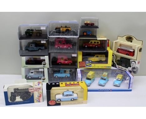 A COLLECTION OF DIE-CAST VEHICLES including Walls Ice-cream van set, four other acrylic cased ice-cream vans, three acrylic c