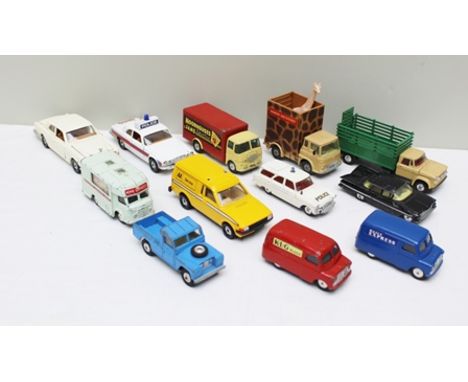 COLLECTION OF CORGI DIE-CAST VEHICLES to include Police Jaguar XJ12C, Rolls Royce Corniche, two Bedford C8 vans, Landrover Pi