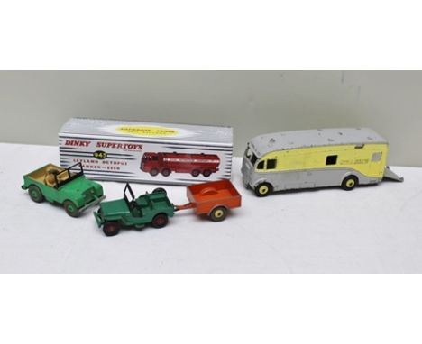 DINKY SUPERTOYS 943 LEYLAND OCTOPUS TANKER ESSO sealed box manufactured 2016 together with Dinky Super Toys Horse Box, Land R