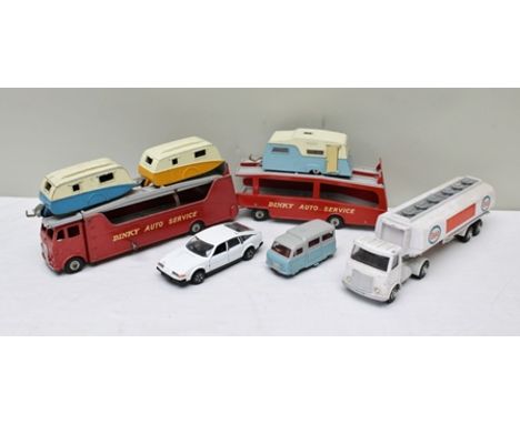 DINKY TOY DIE-CAST VEHICLES including AEC tanker lorry ESSO, Dinky Supertoys Car Carrier 984 with trailer, Rover 3500 Atlas M