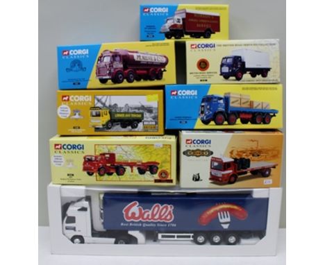 A CORGI CLASSIC DIE-CAST COMMERCIAL VEHICLES including 25101 BRS Leyland 4-wheel Flatbed, 24201 Leyland Octopus Eliptical Tan