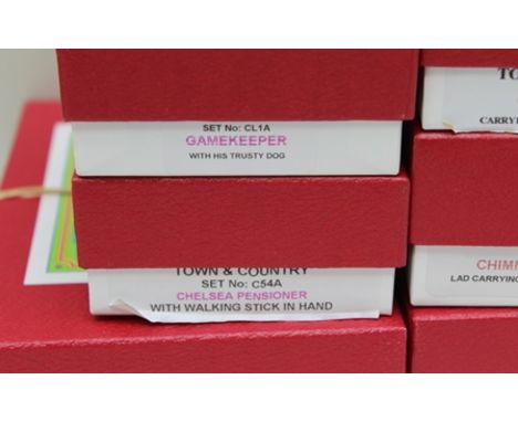 TROPHY MINIATURES WALES LIMITED THE CLASSIC COLLECTION, seven boxed models including The Donkey Carriage, Costermonger, Chimn