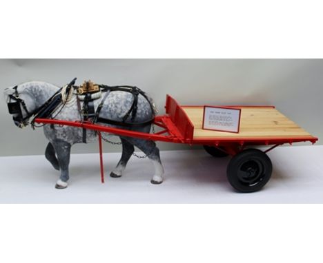 A & E STARLEY OF COVENTRY, WARWICKSHIRE A MODEL OF A FARM, FLAT TOP CART, red frame, plank bed, pneumatic tyres, with draught