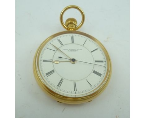 A MID 19TH CENTURY 18CT GOLD CASED OPEN FACE "DOCTOR'S" POCKET WATCH by Thomas Russell & Son Liverpool, having white enamel d