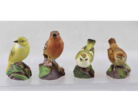 FOUR ROYAL WORCESTER BONE CHINA MODELS OF GARDEN BIRDS, comprising "Goldcrest", "Chaffinch", "Wren" and "Wood Warbler" (4) 
