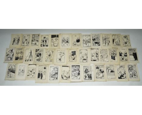 Jack Lindsay (British 20th century); Collection of 1940s-50s original pen and ink football and other sporting cartoons, some 