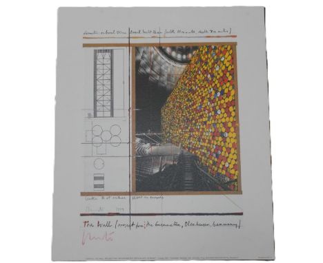 Christo (German 1935 - 2020) 'The Wall Project for the Gasometer, Oberhausen, Germany', photograph by Wolfgang Volz, collage 