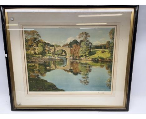 After Reginald Brundrit (British 1883-1960); 'The Devil's Bridge Kirkby Lonsdale' ltd.ed colour print, pub. Frost & Reed 1931