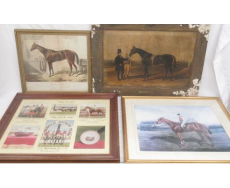 Collection of prints to inc. c19th print of the Flying Dutchman, c19th Print of Blue Gown Winner of the Derby Stakes at Epsom