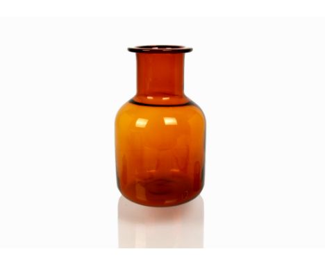 Frank Thrower and Woods Brothers for Dartington Glass, a large Inkwell vase pattern FT224 in Amber 27 cm.  Only produced for 