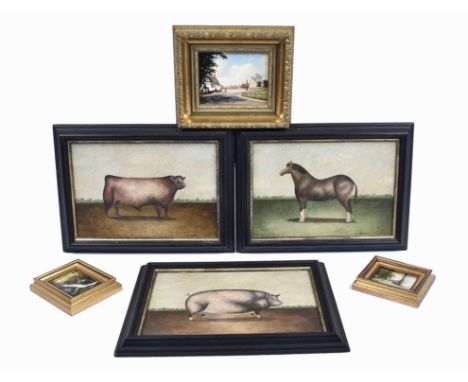 Haydn Cornner (b.1961) three oil on boards, 'Study of a Horse', 'Study of a Pig' and 'Study of a Cow', each signed 'H.CORNNER