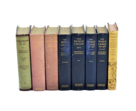 A selection of military history books, the majority written by or relating to Winston Churchill, including 'The World Crisis'