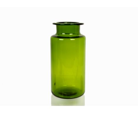 Frank Thrower and Woods Brothers for Dartington Glass, a large Candy vase pattern FT223 in Green 28.5 cm.  Only produced for 