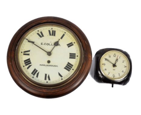 A 19th Century and later mahogany circular cased wall clock with fusee movement, the painted dial with Roman numerals and ins