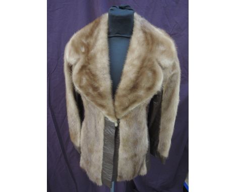 A lady's mid bown mink and leather jacket by Emba Pastel 