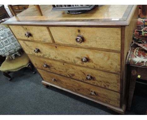 A 19th century mahogany chest of two short and three long drawers having rosewood crossband decoration, on bracket feet