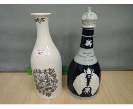 A Copeland Spode Commemorate ceramic bottle for The Coronation of King George V, 1911 for Andrew Asher & Co, Distillers, Edin