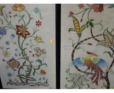 A pair of needlework tapestry panels of naturalistic design, monogrammed and dated 1929/31
