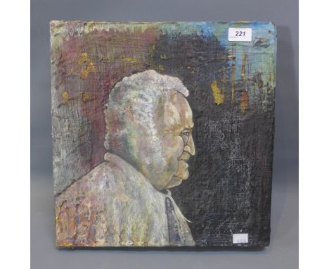 A 20th Century school mixed media impasto portrait of an oil gentleman H:38cm W;37cm 