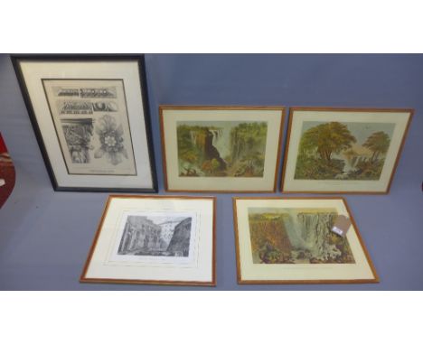 3 prints of Victoria falls together with an architectural prints and one other of Rome. 