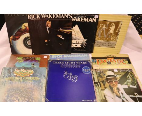 Quantity of LPs including; Rick Wakeman LPs, one a double; Rhapsodies; Journey to the Centre of the Earth; RW?s Criminal Reco