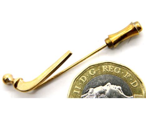 9ct yellow gold stick pin, H: 33mm, 2.0g. P&amp;P Group 1 (£14+VAT for the first lot and £1+VAT for subsequent lots) 