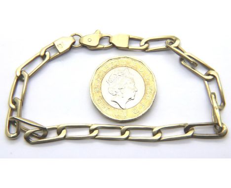 9ct yellow gold bracelet, L: 18 cm, 8.7g. P&amp;P Group 1 (£14+VAT for the first lot and £1+VAT for subsequent lots) 