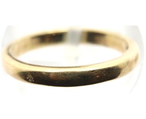 9ct gold plain band, size I, 1.8g. P&amp;P Group 1 (£14+VAT for the first lot and £1+VAT for subsequent lots) 