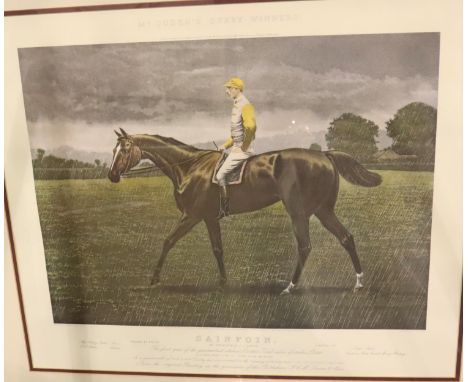 Gilt framed Sainfoin Derby winner print, 80 x 90 cm including frame. Not available for in-house P&amp;P, contact Paul O'Hea a