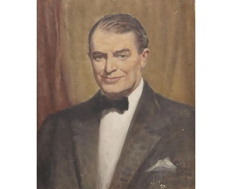 R G Case, a large oil on board portrait of Jack Warner (Dixon of Dock Green) signed and dated 1940, 60 x 50 cm. P&amp;P Group