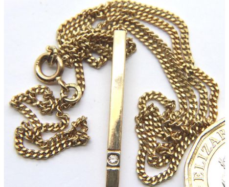 9ct gold pendant necklace set with a single diamond, 5.2g, L: 46 cm. P&amp;P Group 1 (£14+VAT for the first lot and £1+VAT fo