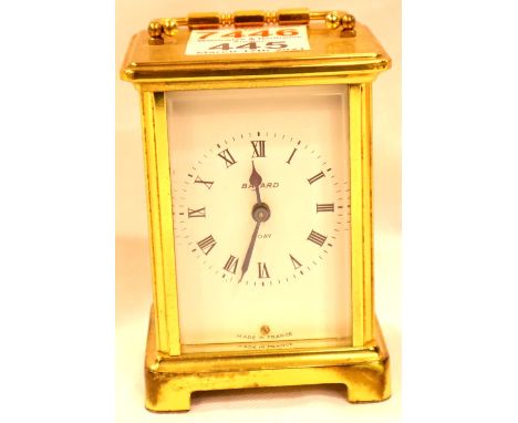 Vintage Bayard eight day brass carriage clock. P&amp;P Group 2 (£18+VAT for the first lot and £3+VAT for subsequent lots) 
