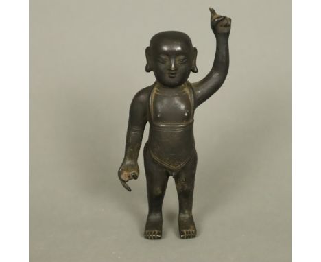 Buddha Shakyamuni als Kind / Baby Buddha - China, Qing-Dynastie, Kangxi-Periode nach 1700, Bronzefigur des kindlichen Buddha 