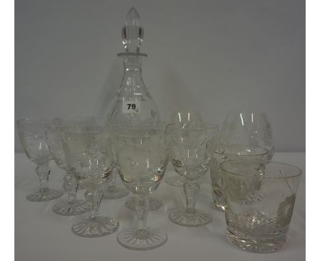 Suite of Crystal Glass, to include decanter, (13)