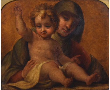 Italian School (17th century style) "Madonna and Child" Unsigned, oil on board.39.5 x 48cm (framed 50 x 58.5cm)The painting i