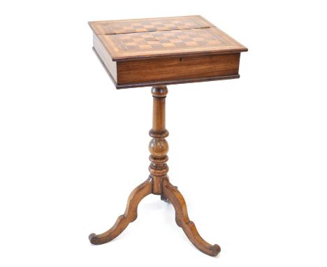 Victorian walnut combination work and games table Victorian walnut combination work and games table, square hinged top with c