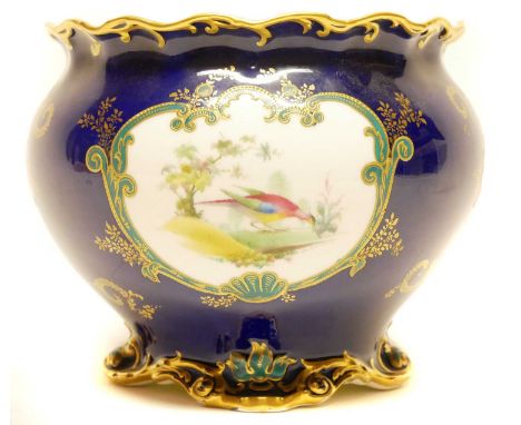 Royal Crown Derby jardinere    Royal Crown Derby jardinere painted with birds by Arthur Wood date code for 1897. 17cm highExp