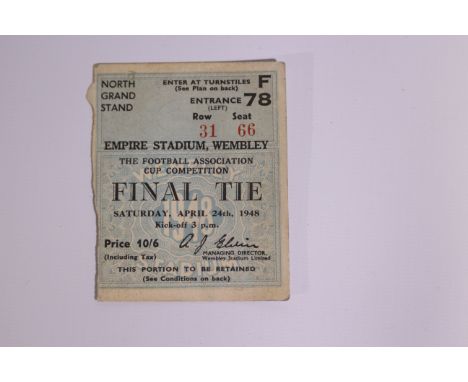 FA Cup Football Ticket, Blackpool v Manchester United 24th April 1948 at Wembley (1) Good
