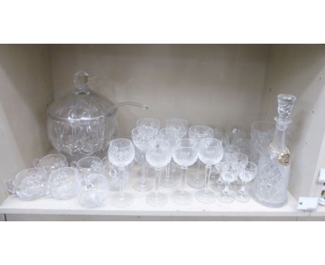 Glassware: to include a cut crystal punch bowl and cover with ladle  14''h  11''dia       OS4