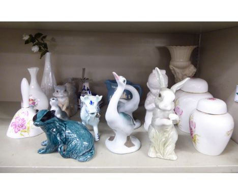 Ceramic ornaments: to include two Ashley bone china ginger jars  largest 6''h       OS10