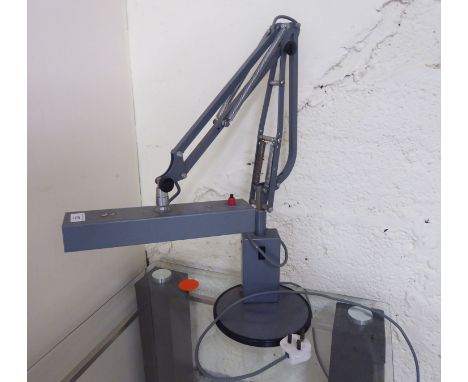 A PW Allen & Co grey painted metal adjustable lamp       BSR