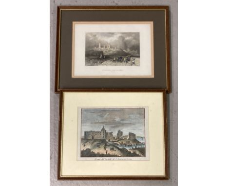 2 vintage framed and glazed prints of St. Andrew's.  "Ruine Del Castello di S.Andrea Scozia" and "St. Andrews From The Pier".