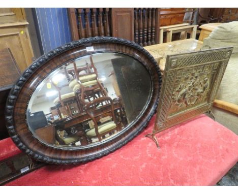 VINTAGE OVAL MIRROR TO GO WITH BRASS FIRE SCREEN
