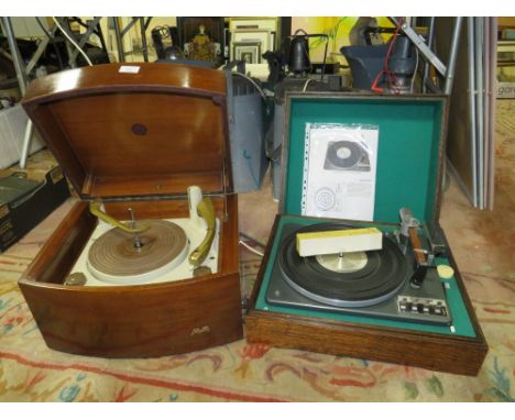 A PYE BLACK BOX RECORD PLAYER AND A GARRARD LAB 80 TRANSCRIPTION TURNTABLE 