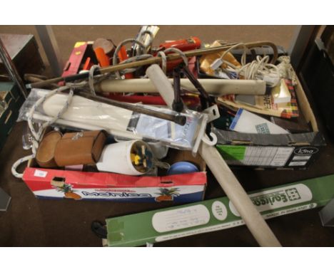 THREE TRAYS OF SUNDRIES TO INCLUDE TOOLS, MARBLES ETC