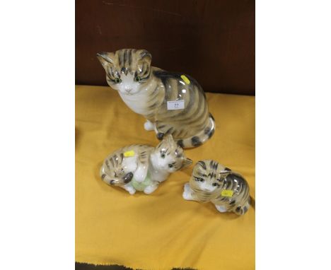 THREE CERAMIC CAT FIGURES
