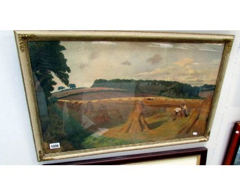 A framed and glazed print 'A Suffolk Cornfield', image 75 x 45cm