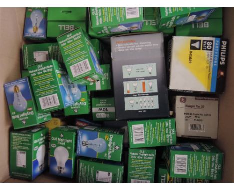 A large selection of various bulbs including Low night light, crown silver, classic candle, gold lantern, twist and non twist